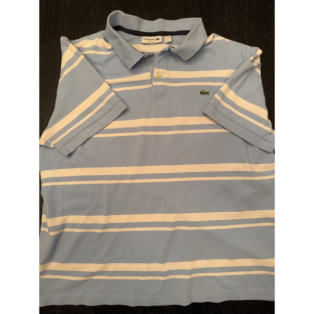 Lacoste Regular Fit Light Blue White Stripe Polo Mens M (E)